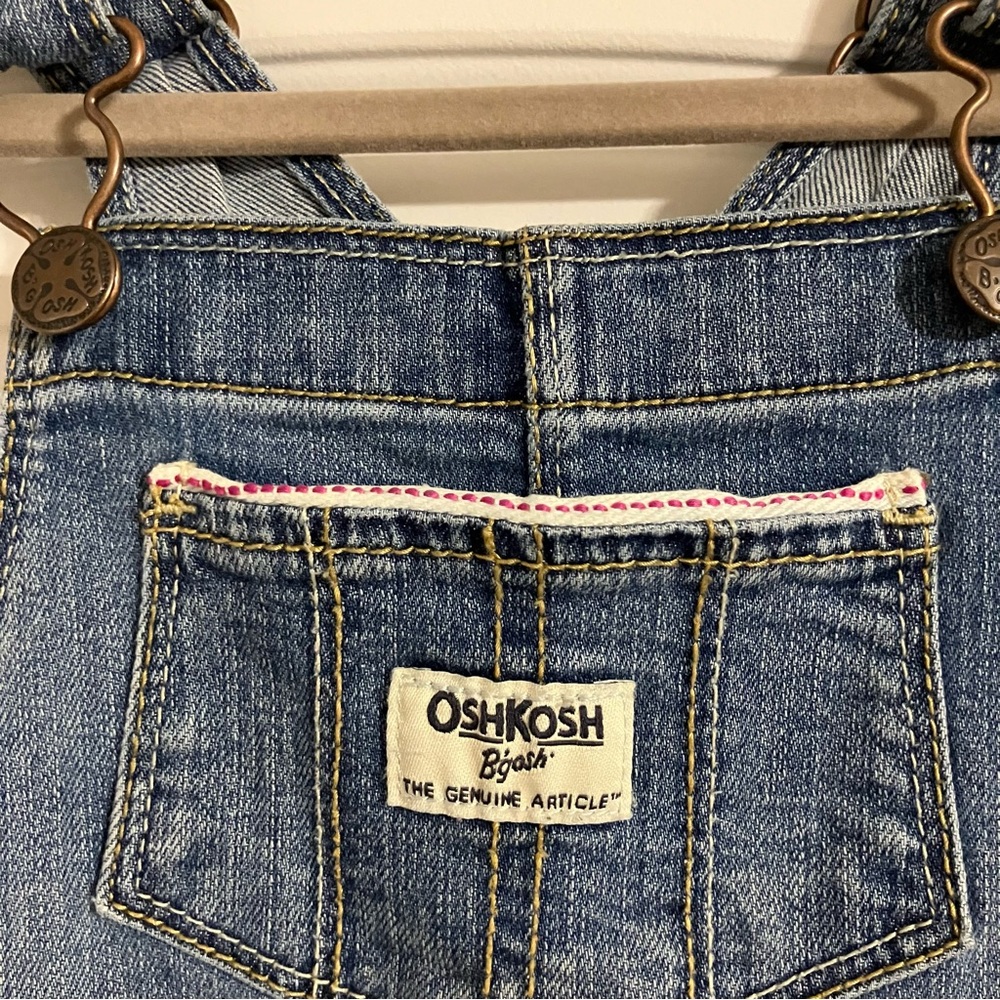 OshKosh denim overalls adjustable straps metal hardware vestbak Girls 4T - Picture 5 of 10